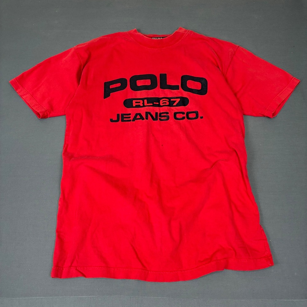 Vintage Polo Jeans Co Ralph Lauren RL-67 Spell Out T-Shirt Men's Size XL Red